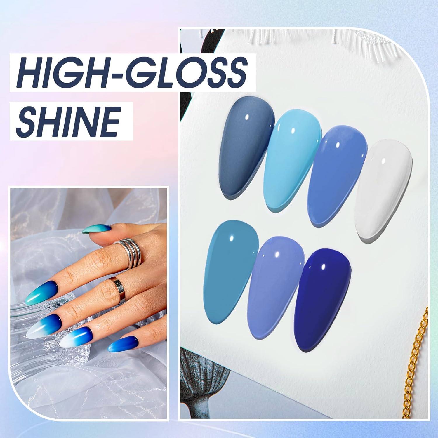 ROSALIND 12 Colors Winter Blue Gel Nail Polish Set for Nail Art - Image 4