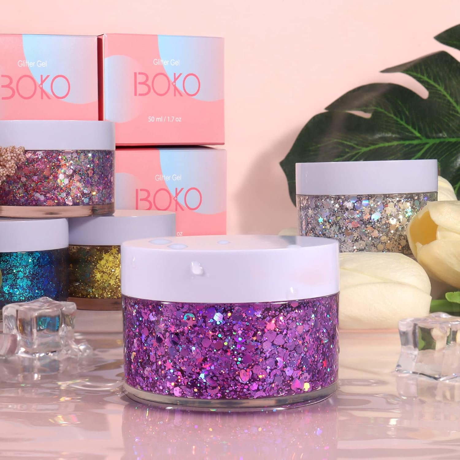 1.76oz Holographic Silver Glitter Gel for Face, Hair, and Body Makeup - Image 7
