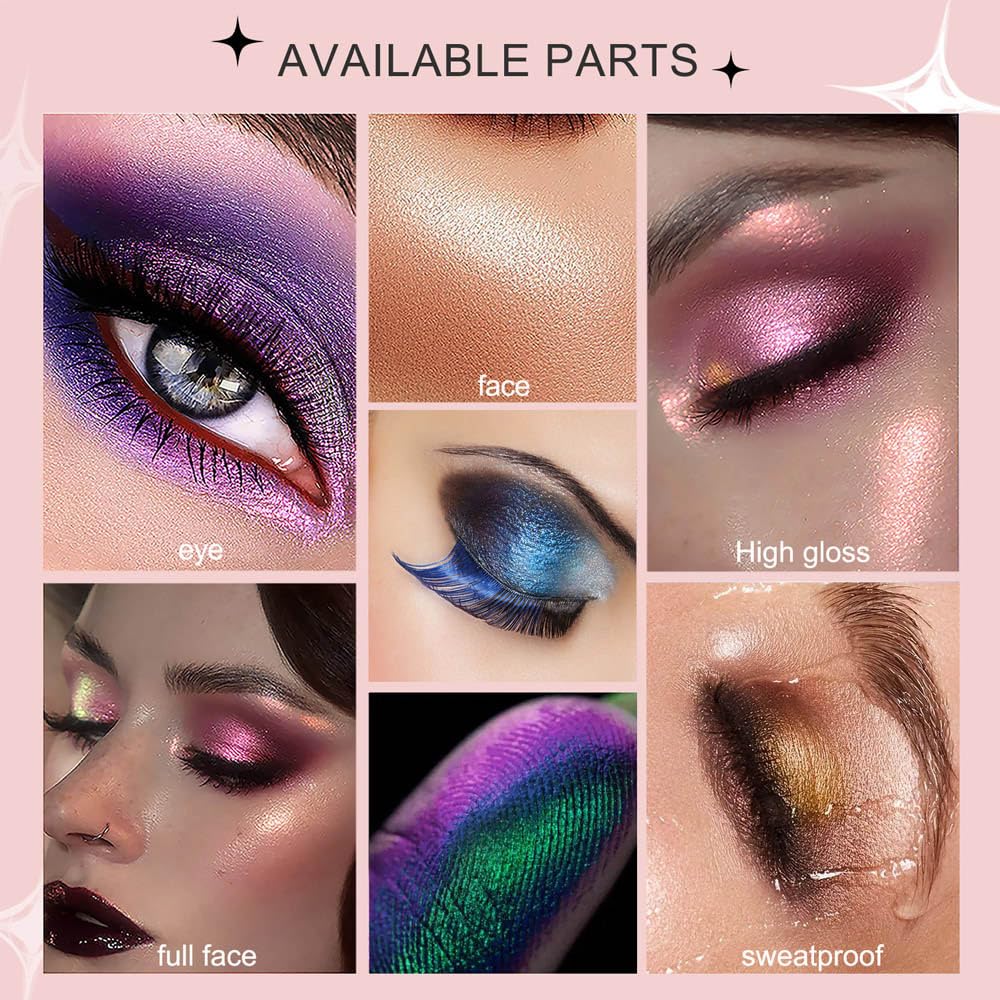 EVPCT Chameleon Eyeshadow Palette Color Changing Shimmer Metallic Finish 12 Shades - Image 4