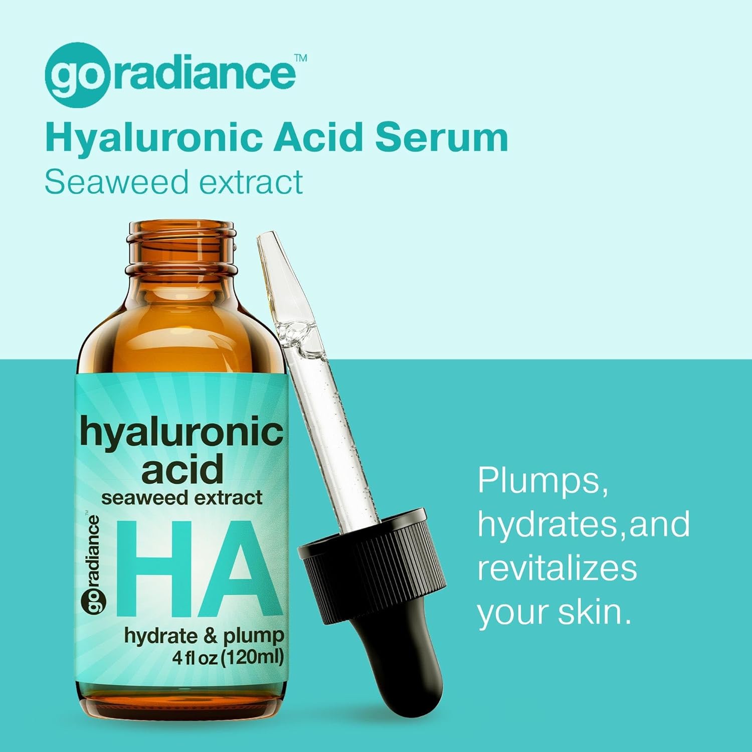Double Size 4OZ Hyaluronic Acid Serum 3.5% for Hydration with Seaweed and Chamomile - Image 2