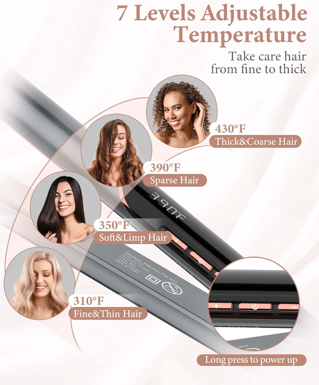 ANWA 1 Inch Titanium Flat Iron Hair Straightener Curler 3D Floating Plates - Image 6