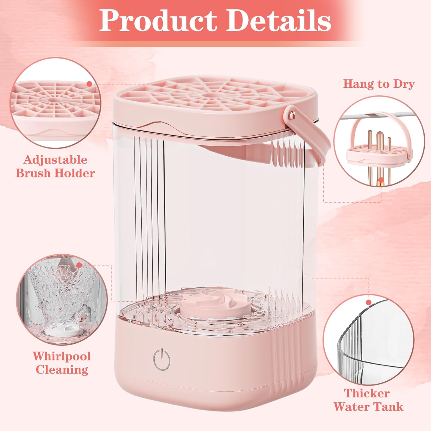 Pink Automatic Electric Makeup Brush Cleaner Spinner for All Brush Sizes - Image 3