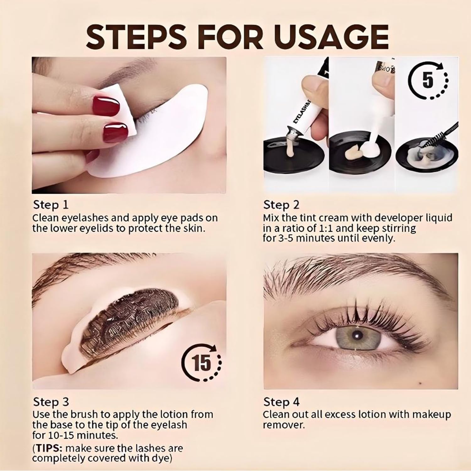 Dark Brown Lash & Brow Color Kit 7ml Natural Ingredients Easy Application - Image 6