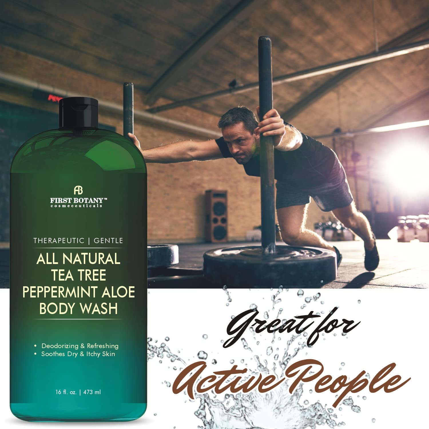 First Botany All Natural Body Wash 16 fl oz Tea Tree Mint for Body Odor, Athlete's Foot, Jock Itch, Acne, Eczema, Dandruff - Image 3