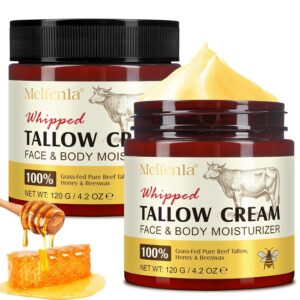 Beef Tallow for Skin, Beef Tallow for Face, Organic Beef Tallow Face Moisturizer, Natural Tallow and Honey Balm, Pure Beef Tallow Moisturizer Body, Grass Fed Beef Tallow, All Skin Types 4.2 Oz