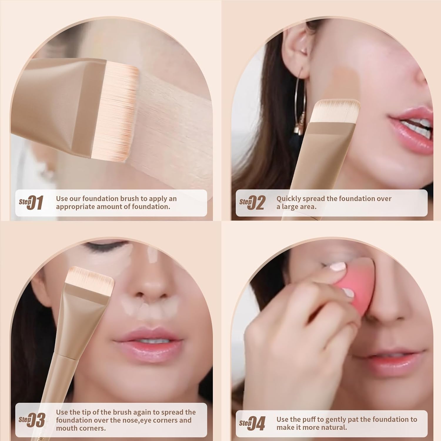 Docolor Flat Foundation Brush for Liquid Makeup, Premium Blending Tool in Khaki - Image 9
