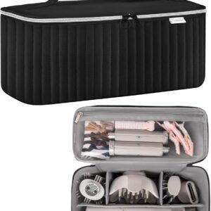 Travel Carrying Case for Hair Dryer Shark Flexstyle Dyson Airwrap Brush Hair Accessories Tools Storage Bag for Revlon Hairdryer Styler Organizer (Black)