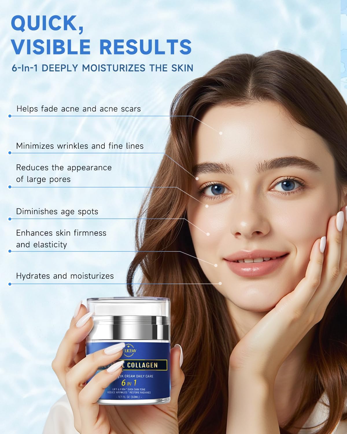 Retinol Face and Neck Cream with Collagen and Hyaluronic Acid 1.7 Fl Oz - Image 3