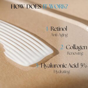 Retinol & Collagen Face Cream with 5% Hyaluronic-Acid | Anti-Aging Day & Night Moisturizer for Women & Men | Reduces Wrinkles, Fine Lines, Dryness - 1.7 fl oz