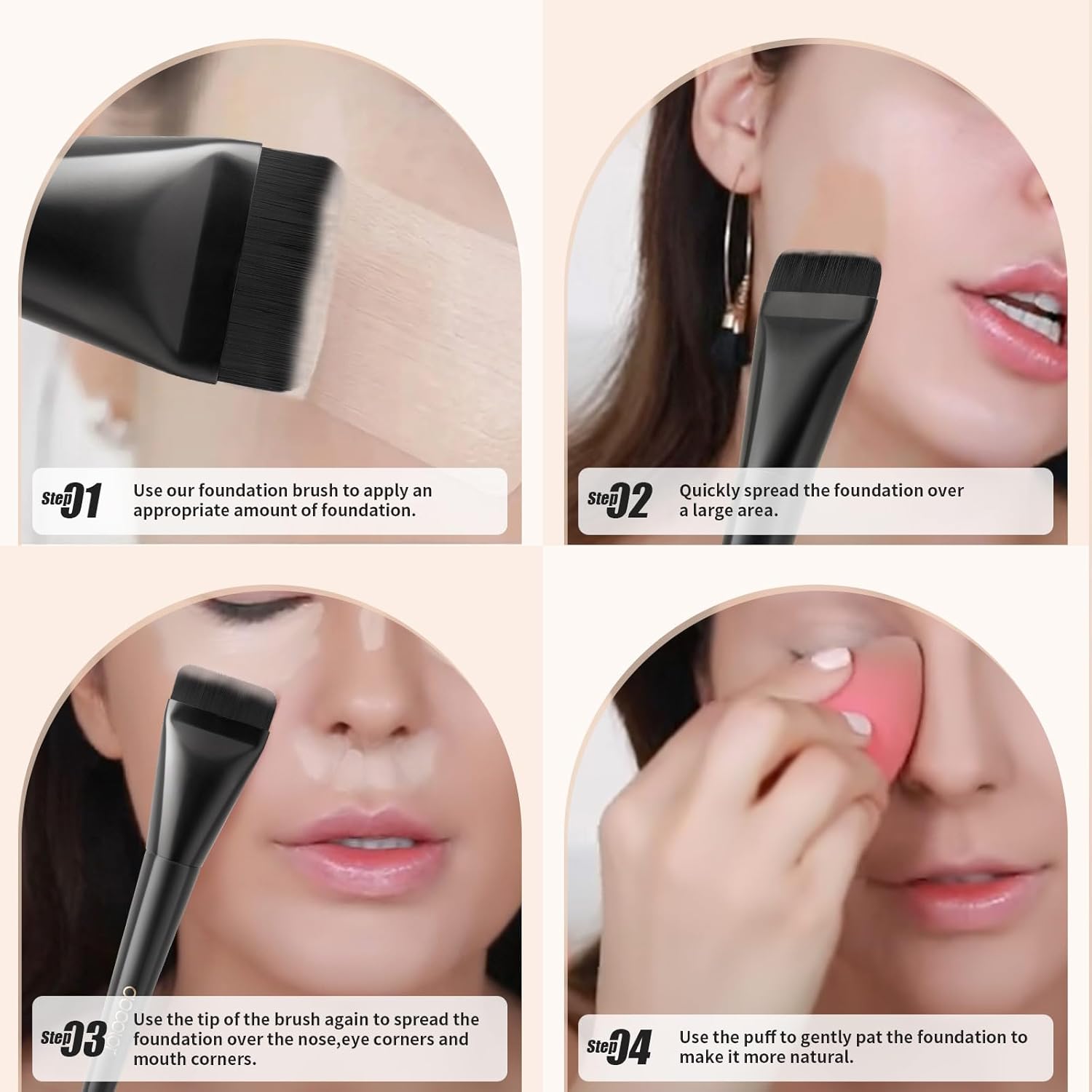 Docolor Ultra Thin Flat Foundation Brush for Liquid Makeup Blending Black - Image 9