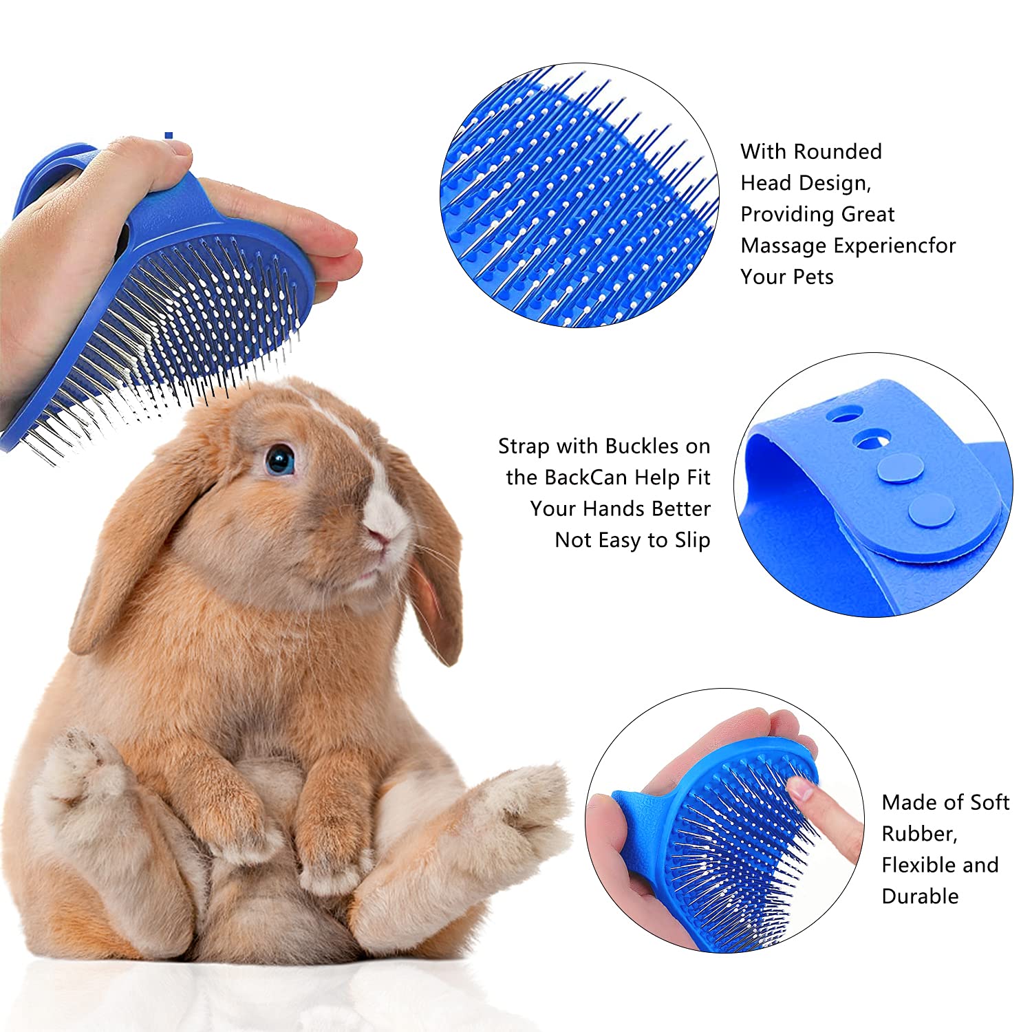 Blue 7-Piece Adjustable Strap Small Pet Grooming Kit for Rabbits, Hamsters, Guinea Pigs - Image 3