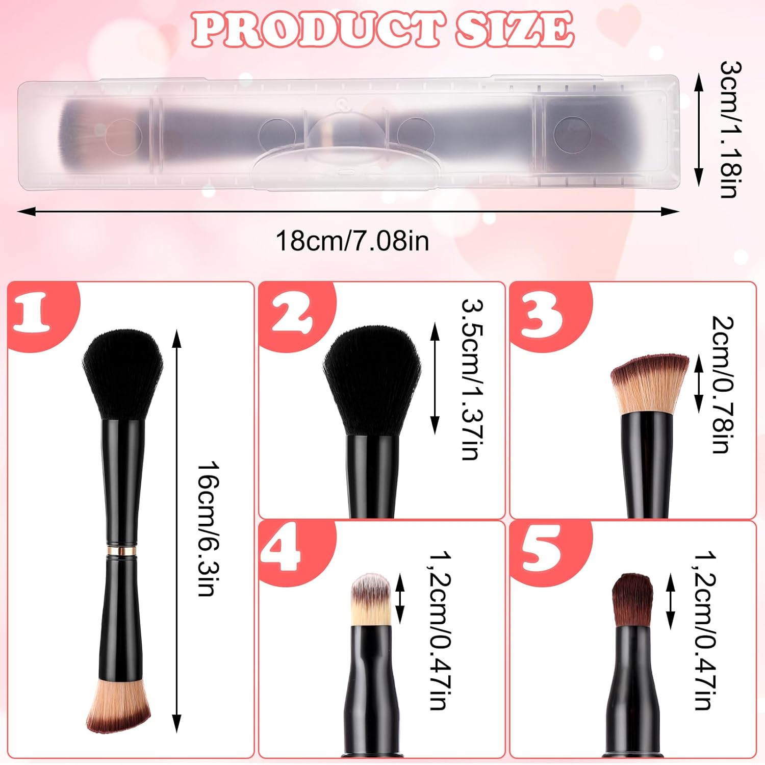 4 in 1 Travel Makeup Brush Set Dual Ended Mini Brushes with Case for Liquid Powder - Image 2