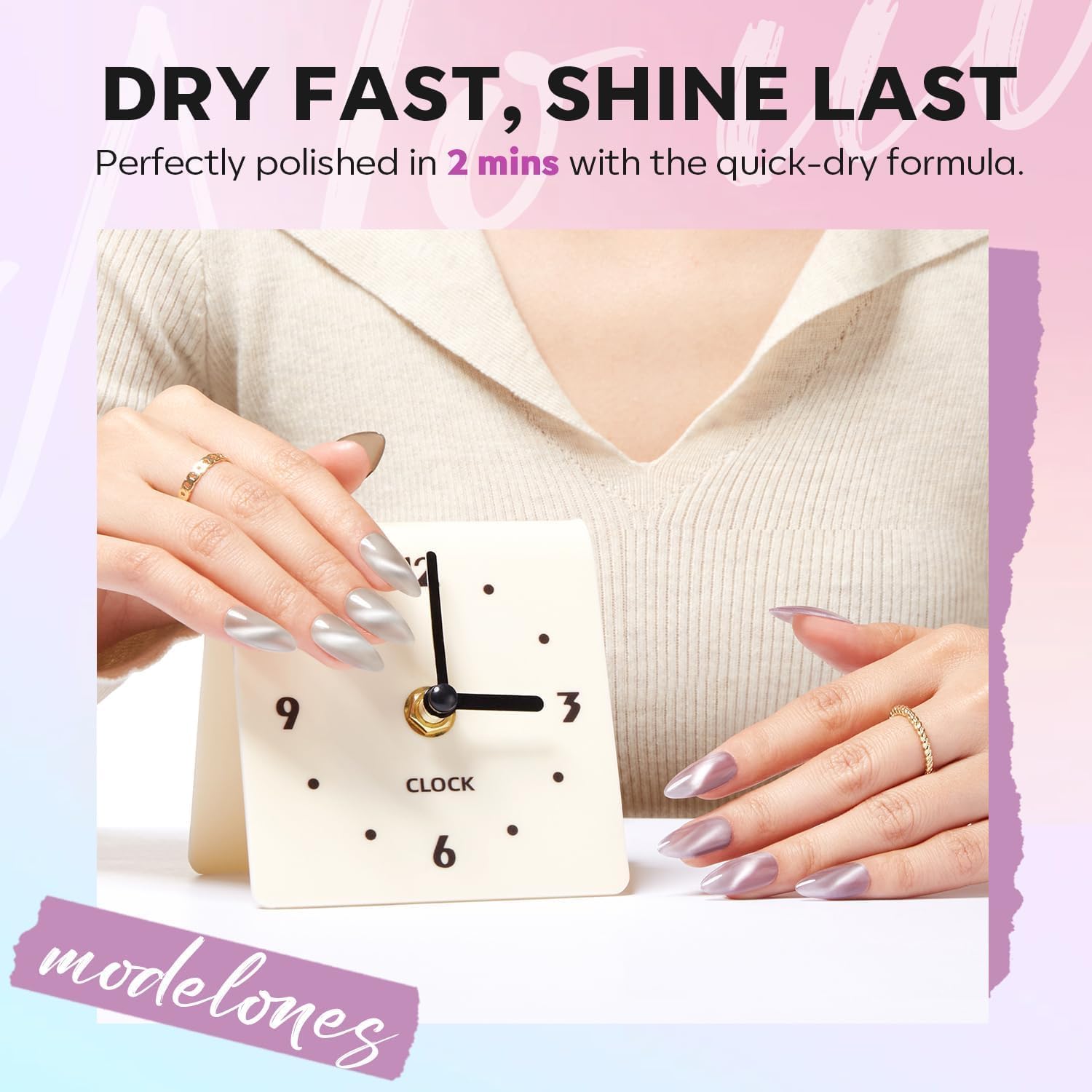Modelones Cat Eye Gel Nail Polish Kit, 6 Mini Quick Dry Colors for Home DIY Manicure - Image 5