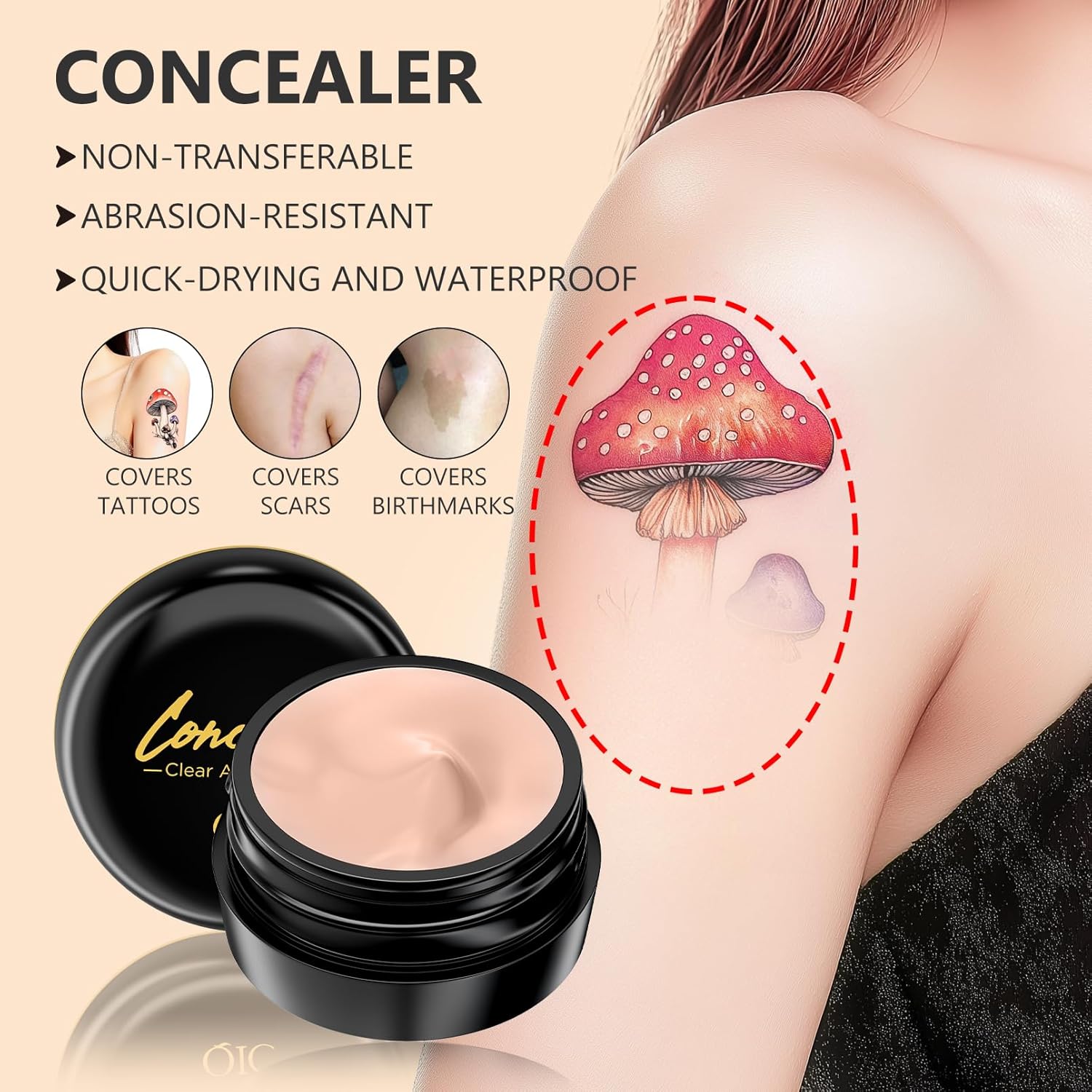 QIC Natural Full Coverage Concealer for Women, Deep Skin Tone, 1.36 Fl Oz - Image 2