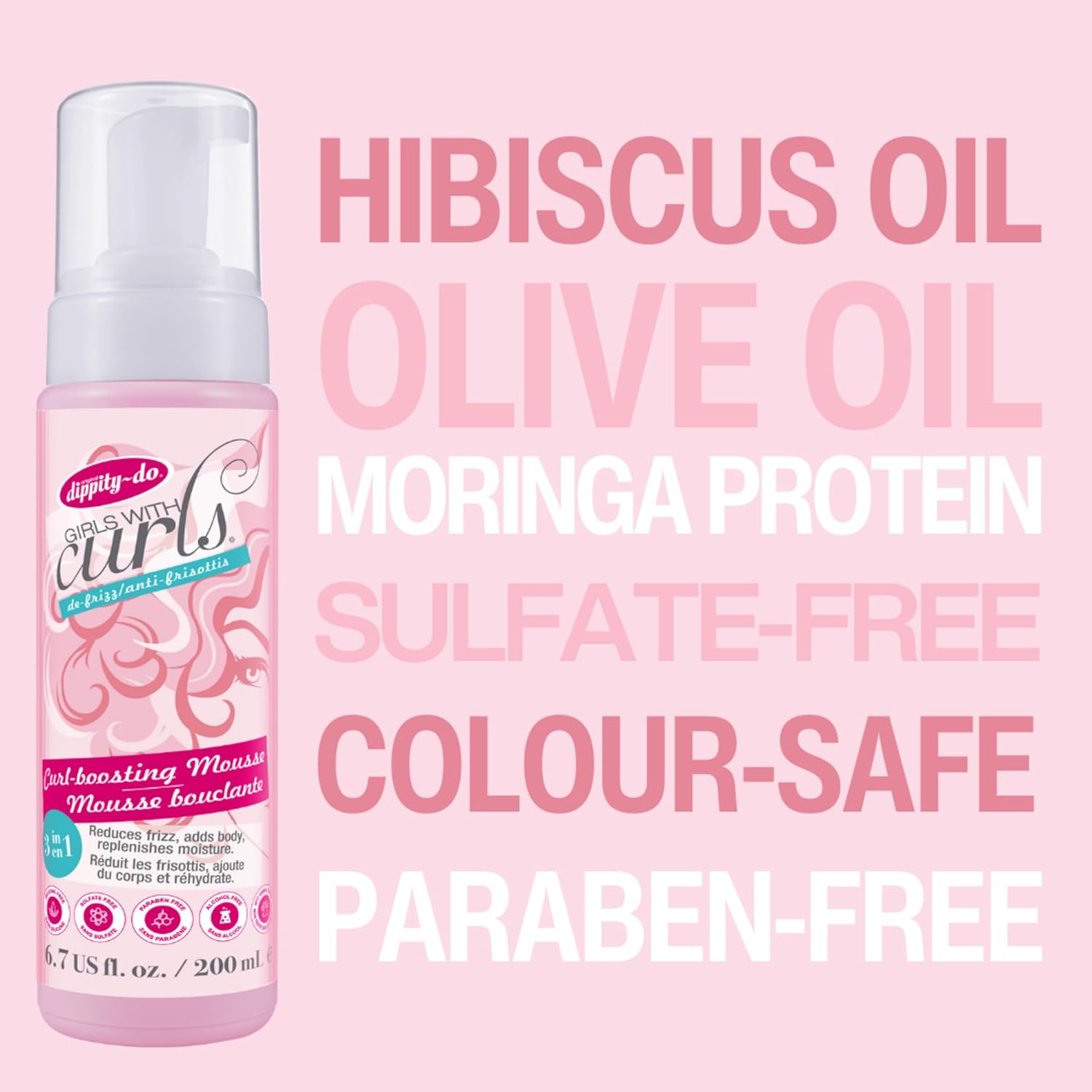 Dippity Do Girls with Curls Lightweight 200mL Curl Enhancing Mousse 2-Pack Hibiscus Olive Oil - Image 3