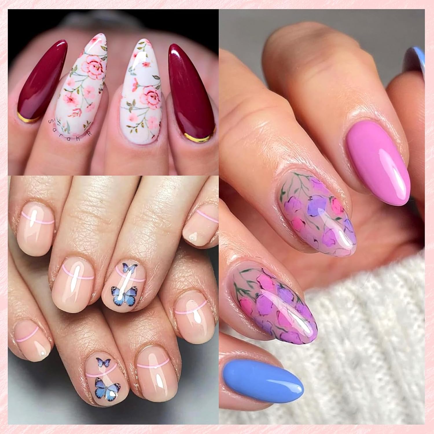 30 Rolls Butterfly Marble Nail Foil Transfer Art Stickers Decorative Sheets - Image 2