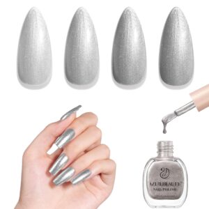AZUREBEAUTY Metallic Silver Glitter Nail Polish Quick Dry Natural Infinite Shine Nail Lacquer Fingernail Polish Strengthening Treatment Kit Salon-Quality for Women 10ml