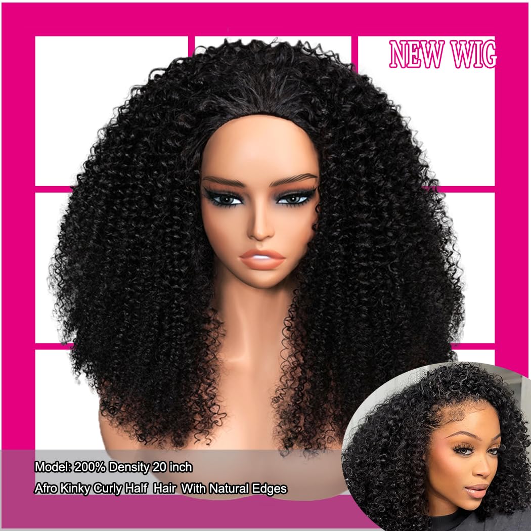 Kinky Curly 20 Inch 200 Density Human Hair Glueless Flip Over Wig for Women - Image 2
