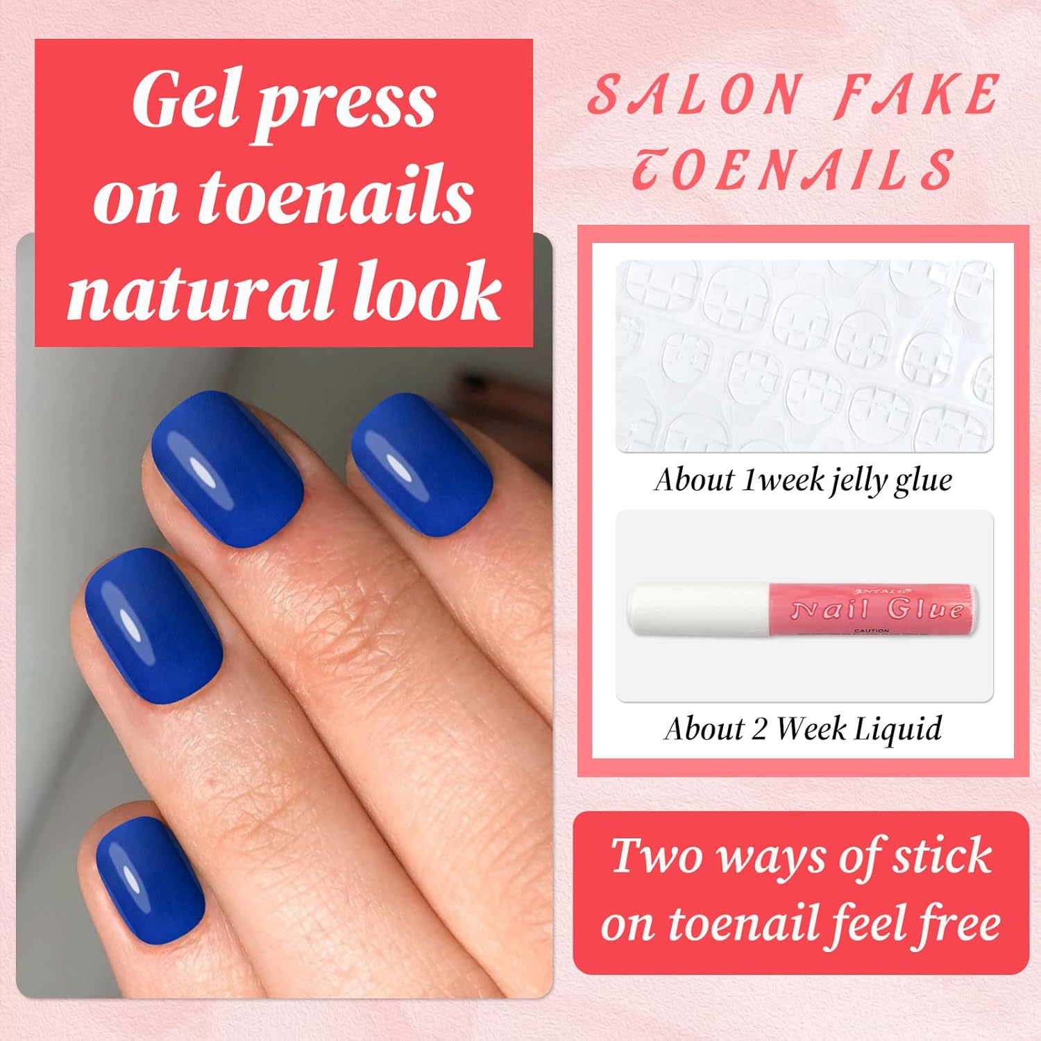 120 Pcs Royal Blue Glossy Square Press-On Nails for Women and Girls - Image 6