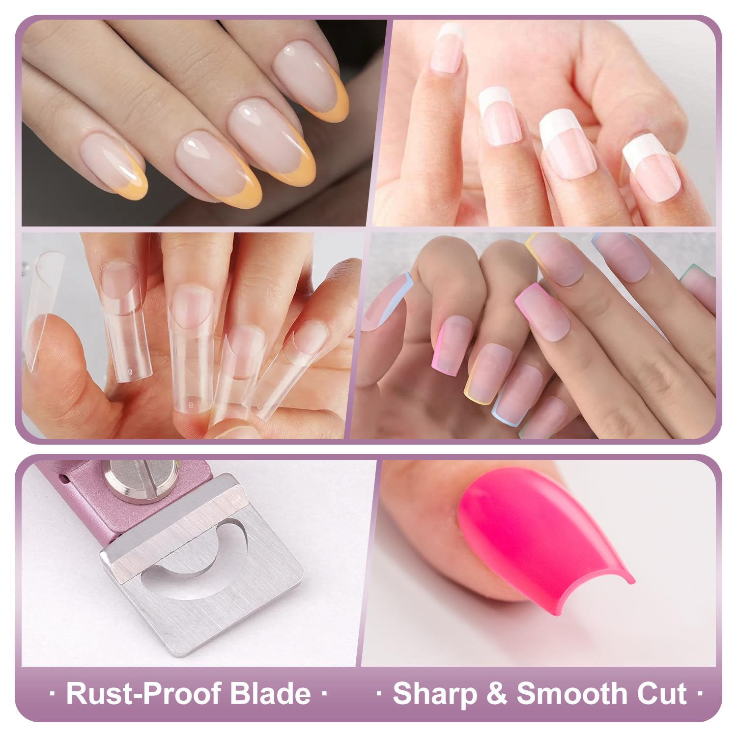 Light Pink Matte Nail Clippers with Magnetic Sizers for Acrylic and Artificial Nails - Image 7