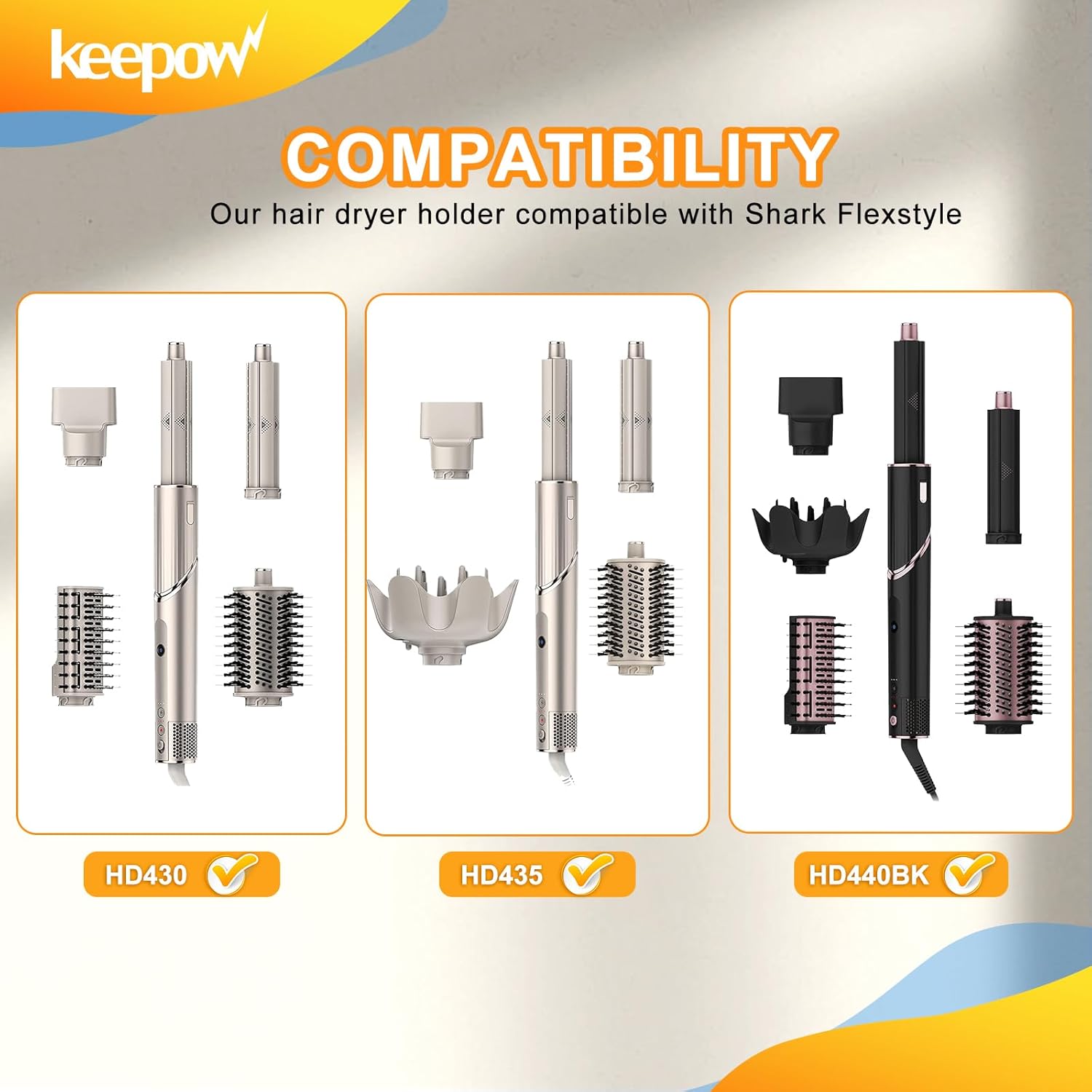 KEEPOW Wall Mount Hair Dryer Holder for Shark Flexstyle, Brush & Dryer Stand, Bathroom Organizer - Image 2