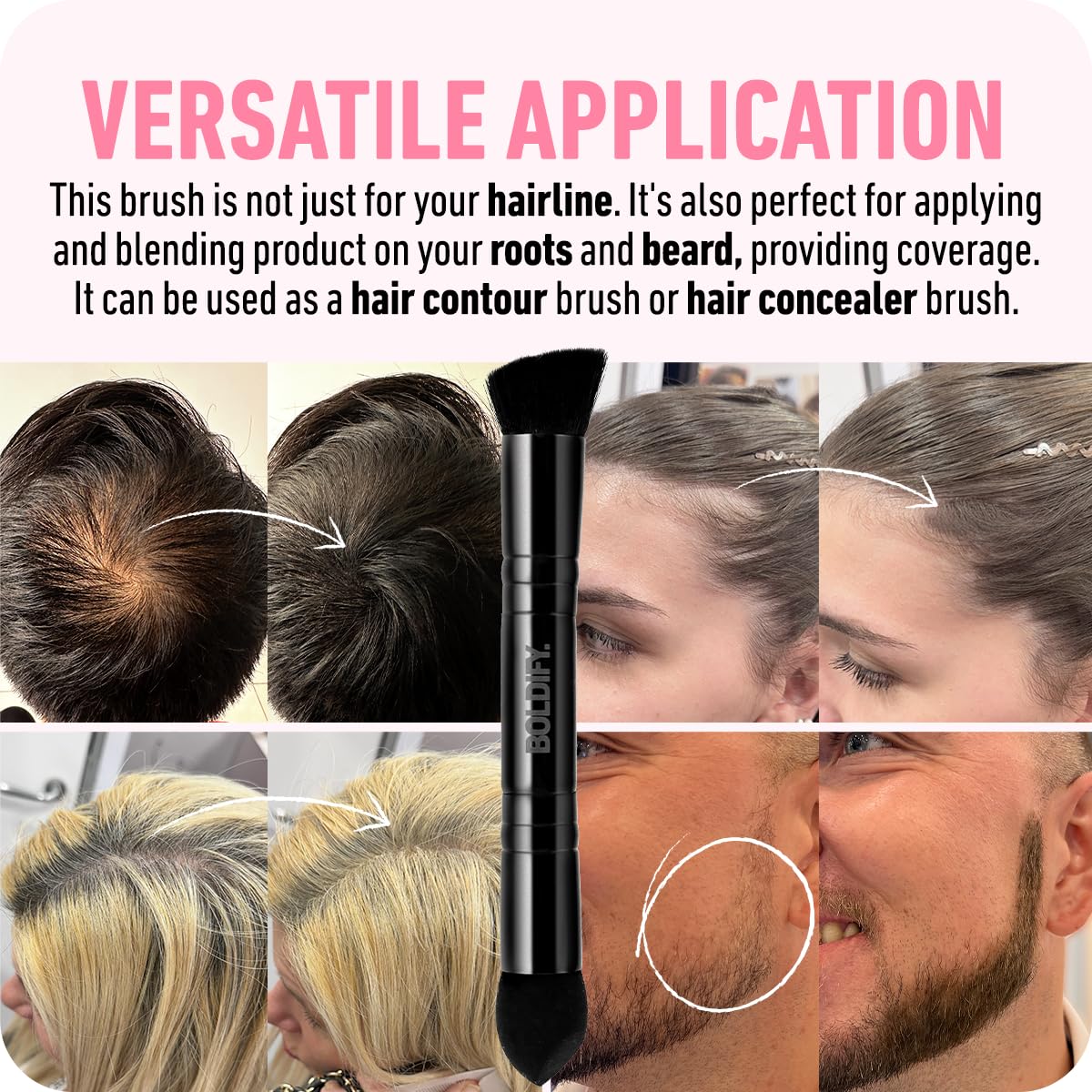BOLDIFY Dual-Ended Hairline Powder Brush and Sponge Tip Blending Tool Set, Black - Image 4