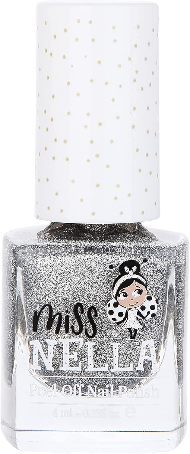 Miss Nella Kids Shooting Star Silver Sparkle Nail Polish, Non-Toxic Water-Based - Image 3