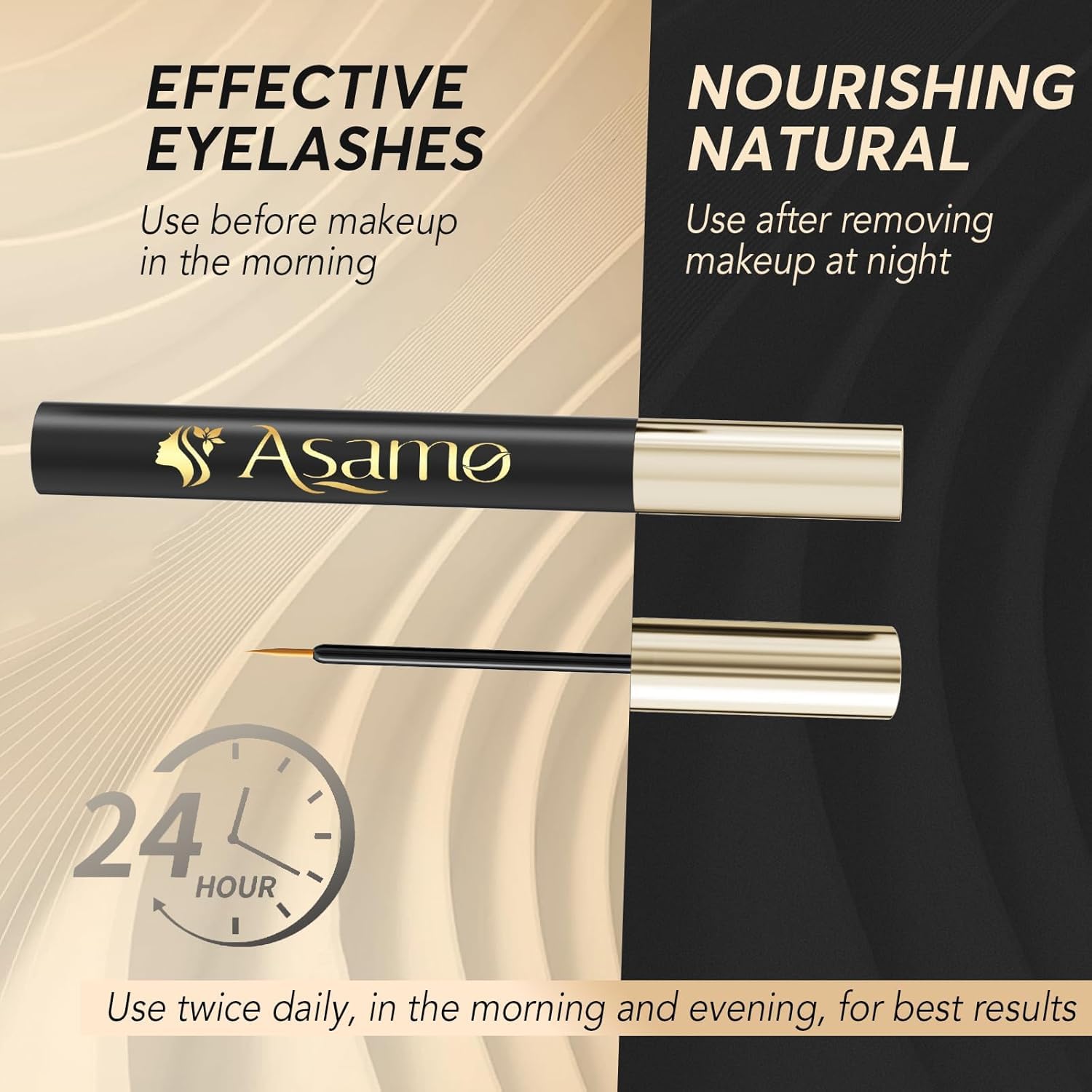 10ml Black-Gold Eyelash Growth Serum with 15 Plant Extracts for Longer Lashes New - Image 9