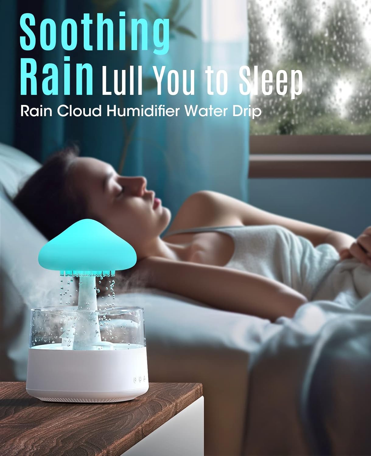 Misty Rain Cloud Humidifier with Water Drip, Mushroom Diffuser, and Soothing Sleep Sounds - Image 3