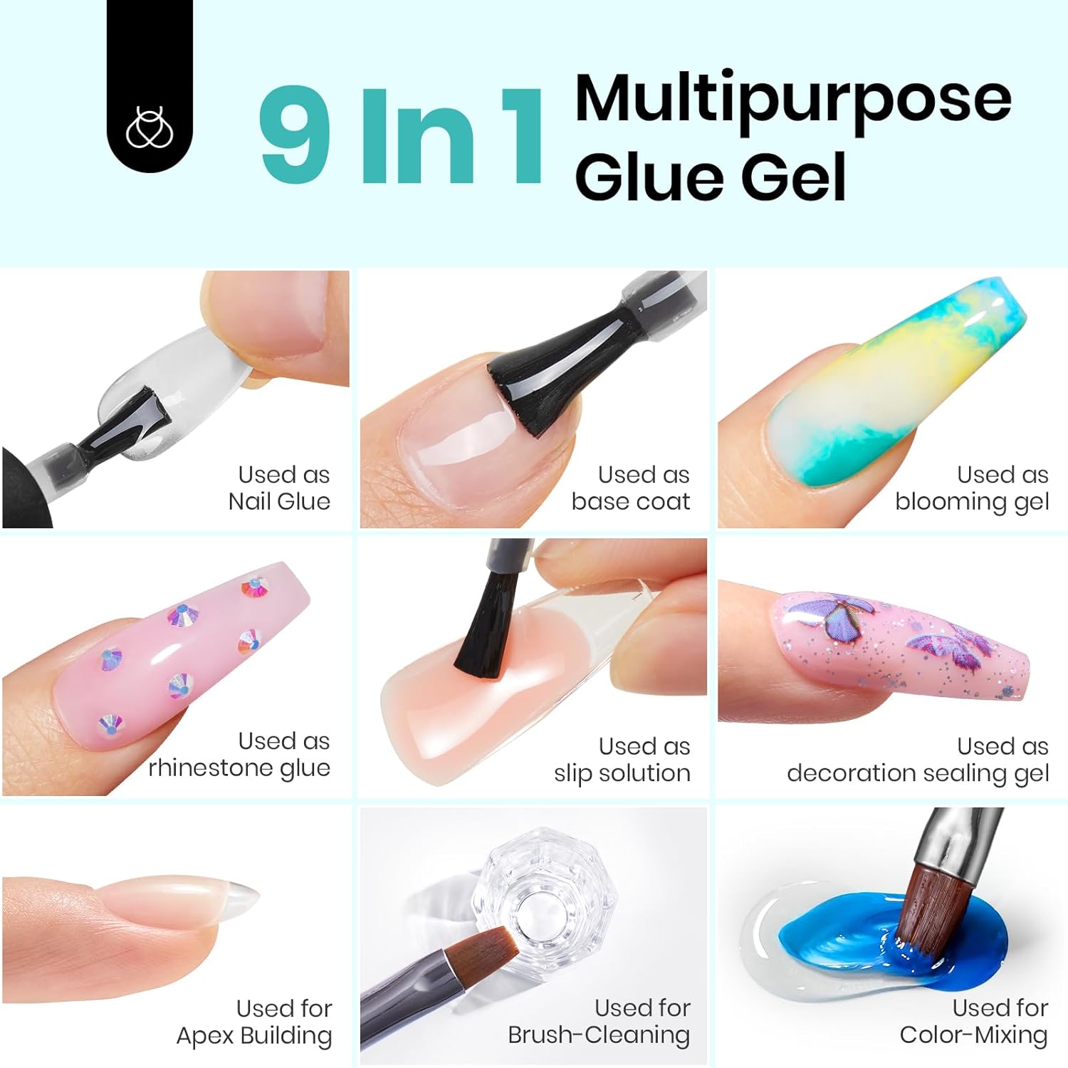 Beetles 9-in-1 Nail Glue Gel for Nail Tips & Acrylics, 15ml UV Curing - Image 3