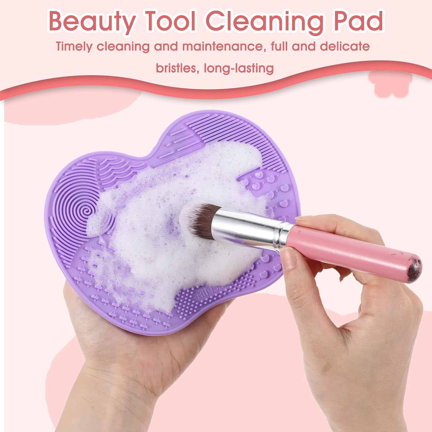 3 Piece Silicone Makeup Brush Cleaning Mat Set with Suction Cups - Image 2