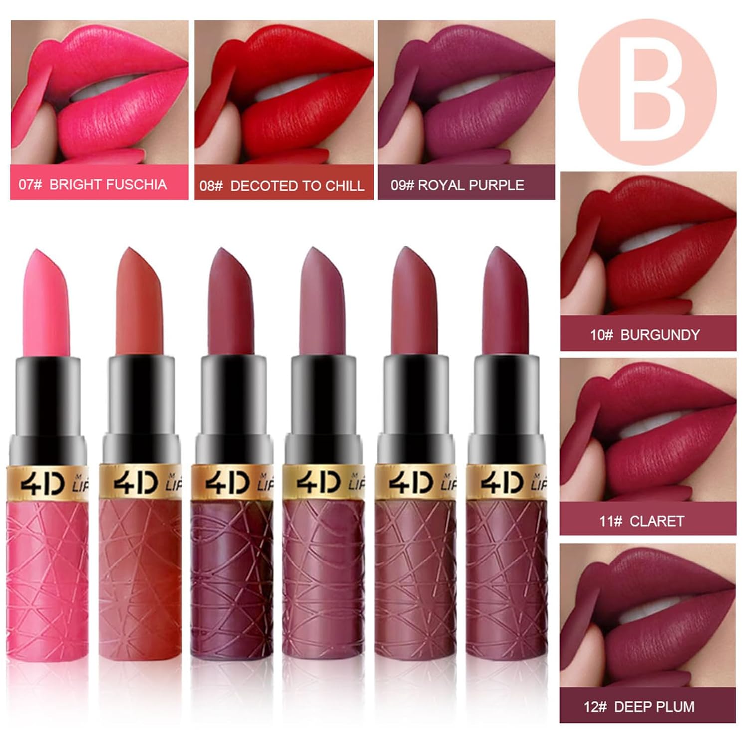 BONNIE CHOICE 6-Piece Matte Lipstick Set for Women, Long Lasting Waterproof Velvet Colors - Image 2