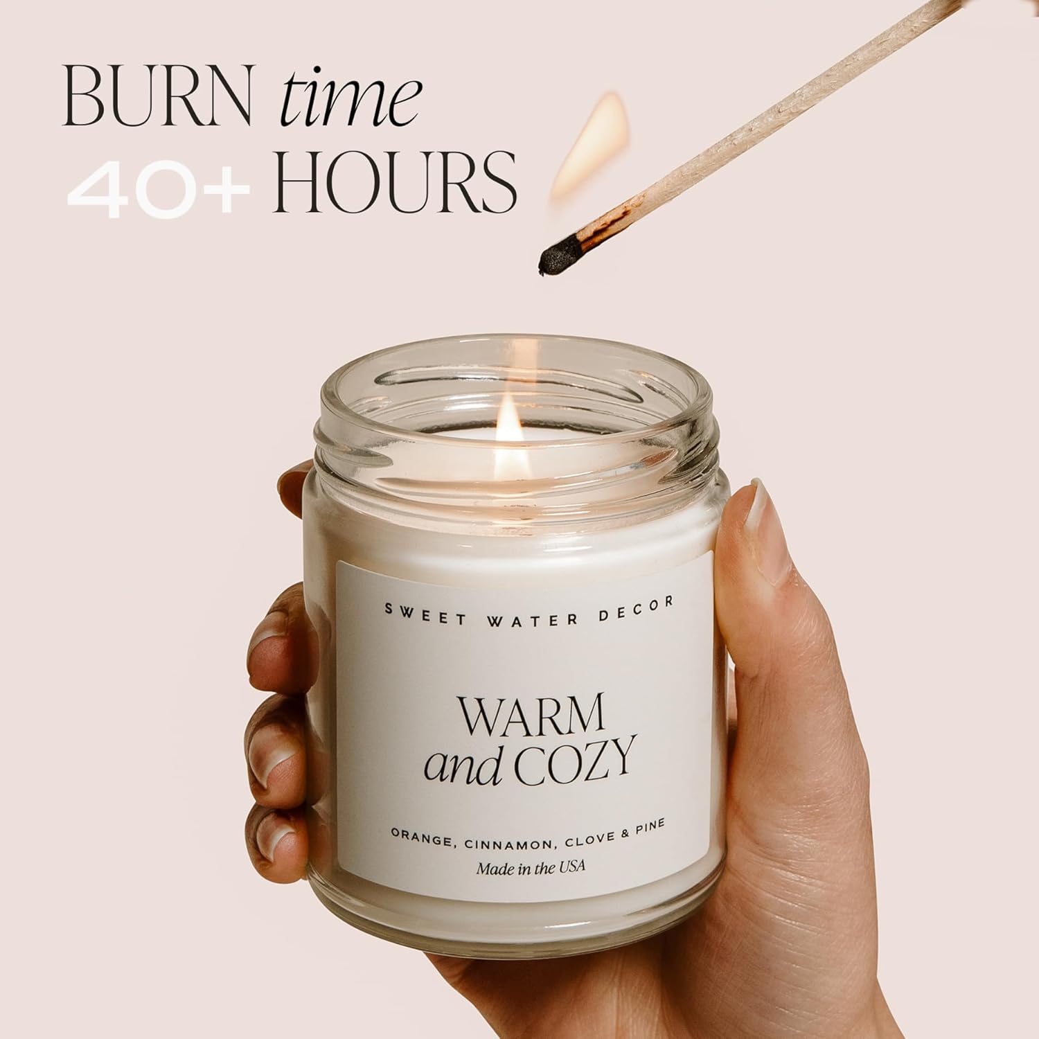 Sweet Water Decor 9oz Cashmere Vanilla Soy Candle with Lid, Jasmine Sandalwood Scent, 40+ Hour Burn Time - Image 9