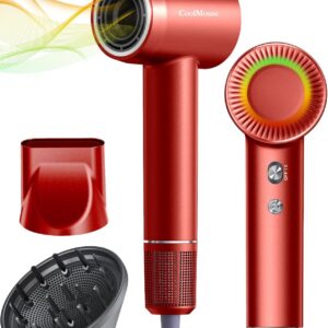 High-Speed Ionic Hair Dryer: 150000 RPM Brushless Motor 500 Millions Negative Ionic Care Blow Dryer for Fast Drying Low Noise Thermo-Control Hairdryer, Travel with Magnetic Diffuser & Nozzle