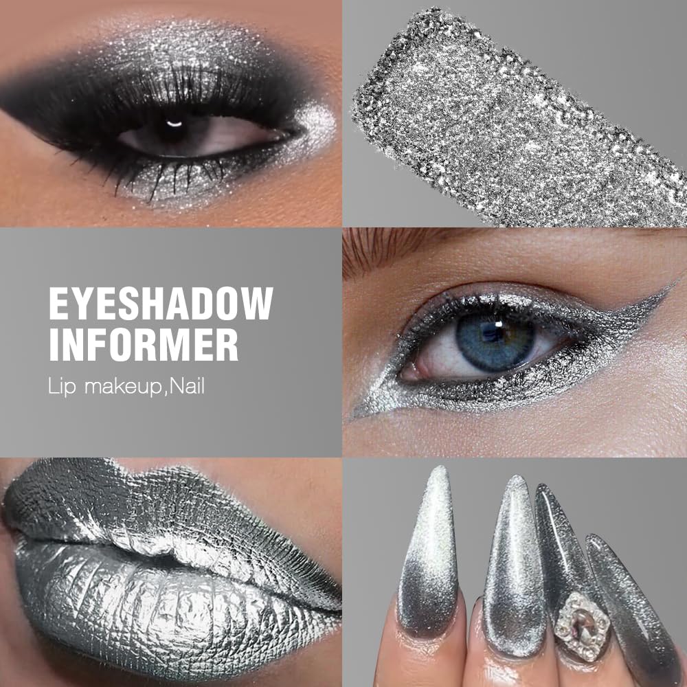 Afflano 9 Color Silver Glitter Eyeshadow Palette Super Pigmented Blendable Shimmer - Image 3