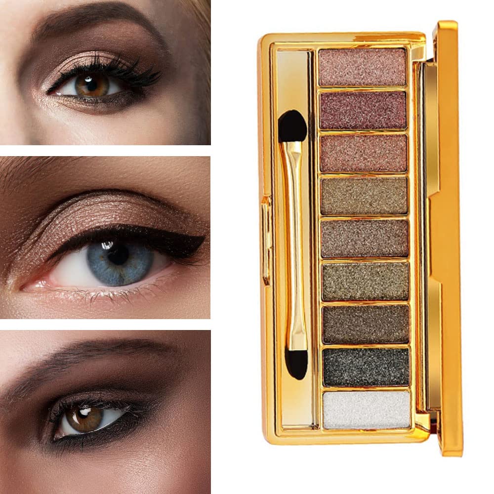 9-Color Shimmer Sparkle Glitter Waterproof Eyeshadow Palette Set - Image 6