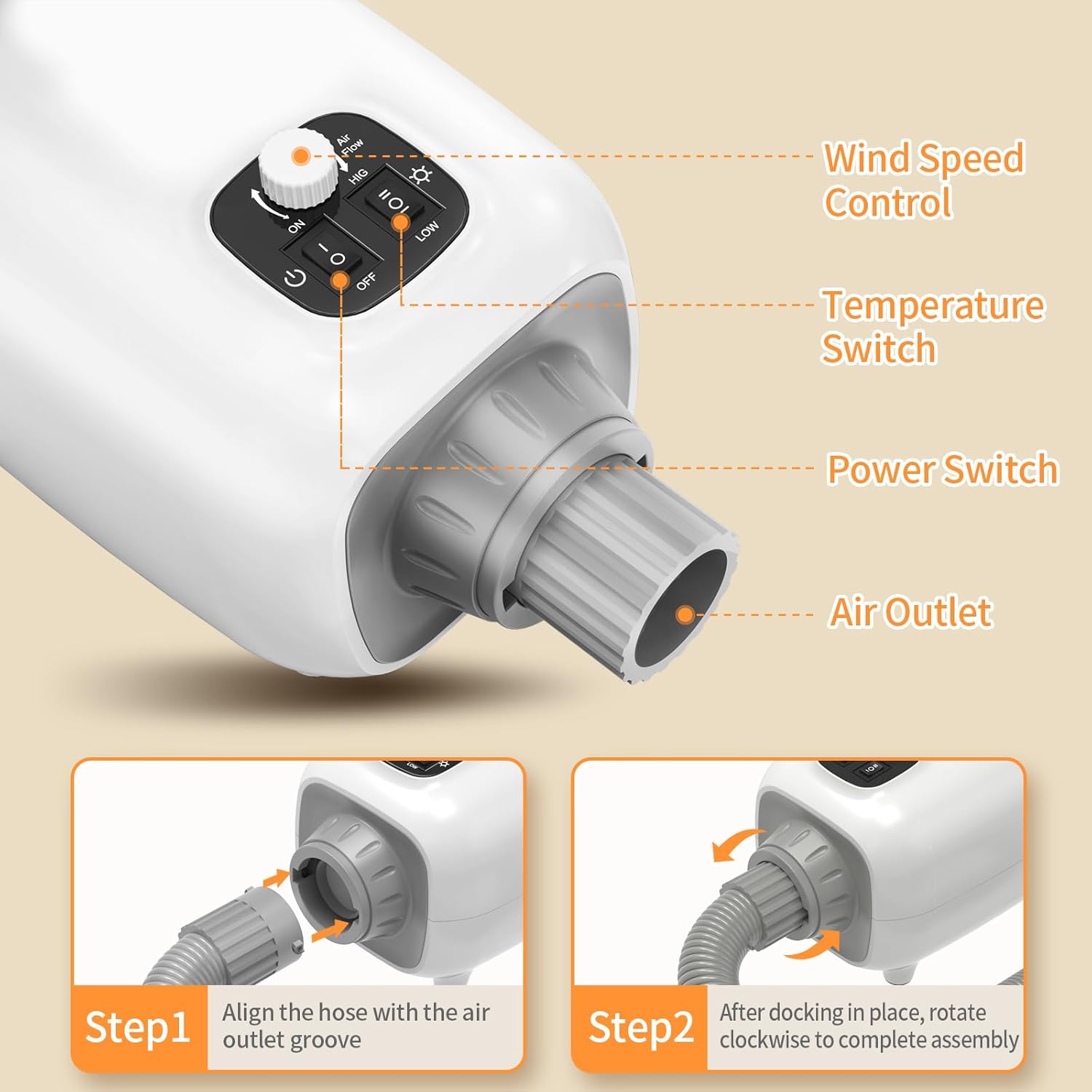 FuzzyPal High Velocity Pet Dryer 150 MPH Airflow 3 Nozzles Included - Image 5