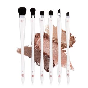 Eye Shadow Brush Set 6Pcs,Eye Makeup Brush Set Professional Eye Shadow Brush Blending Brush,Cream & Powder Eyeshadow & Eye Liner Application (White)