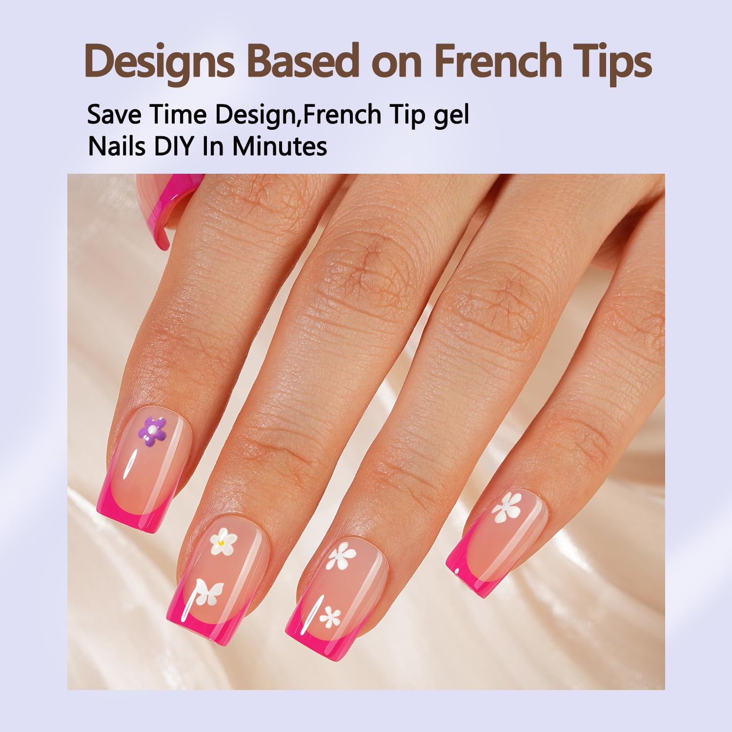 Misssix 160 Piece Short Square Pink French Gel Nail Tips - 16 Sizes Included - Image 2