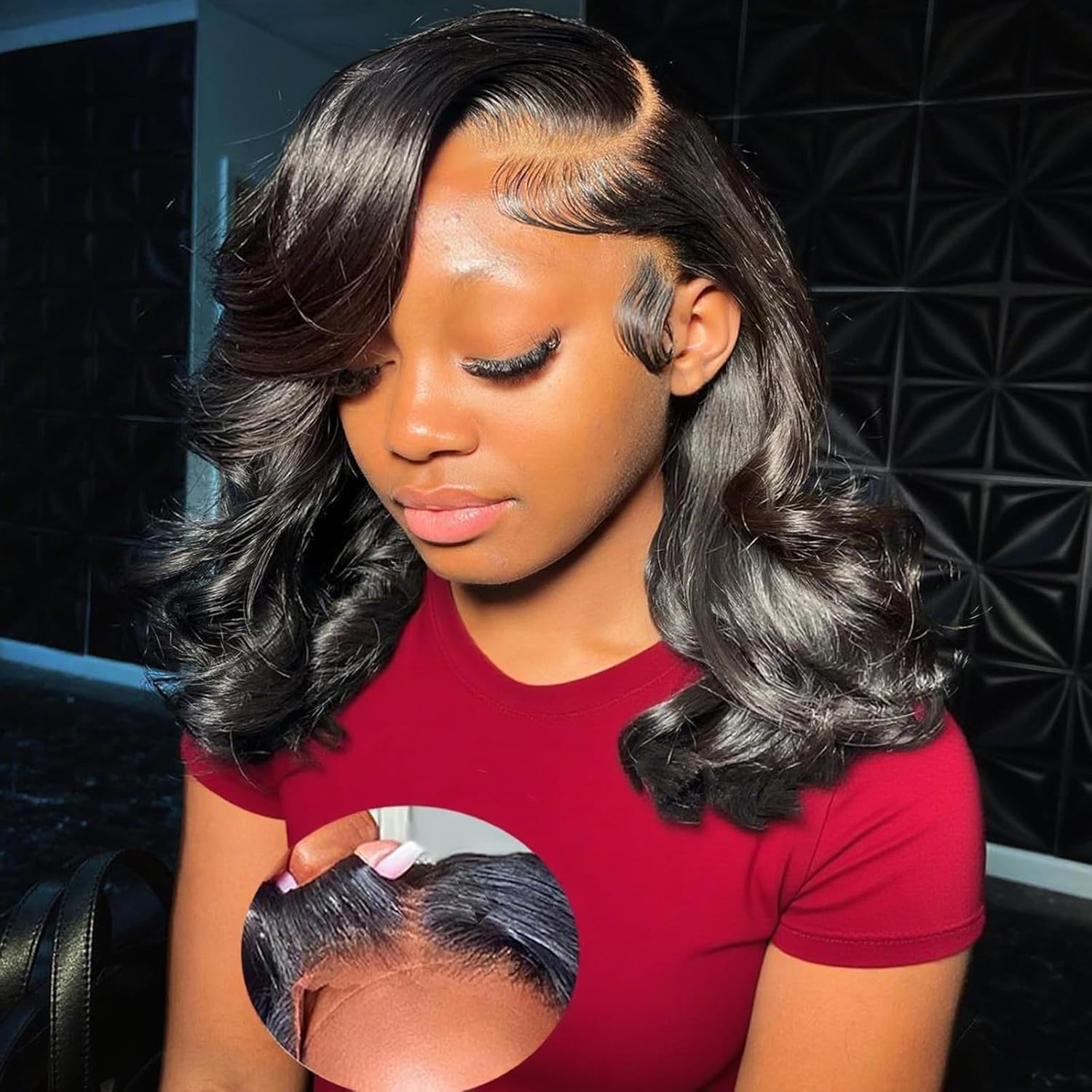 Glueless Bob Wig Human Hair Pre Plucked Pre Cut 180% Density 4x4 HD body wave Lace Front Wigs Human Hair for Black Women No Glue Upgraded Wear and Go Closure Bob Glueless ( Natural Color, 12 Inch )