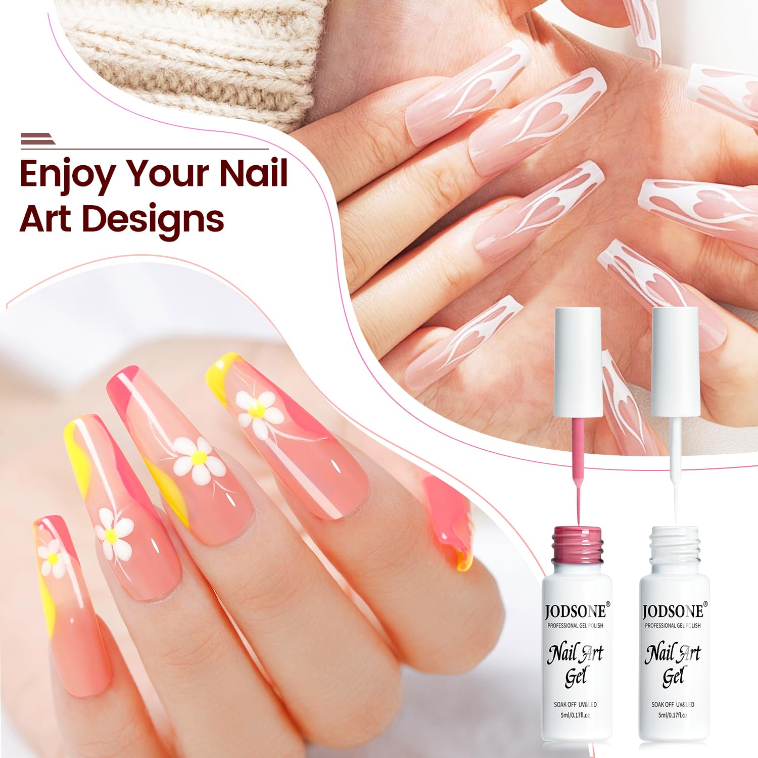 JODSONE 10-Piece Nail Art Gel Liner Set for DIY Home Salon Designs - Image 4