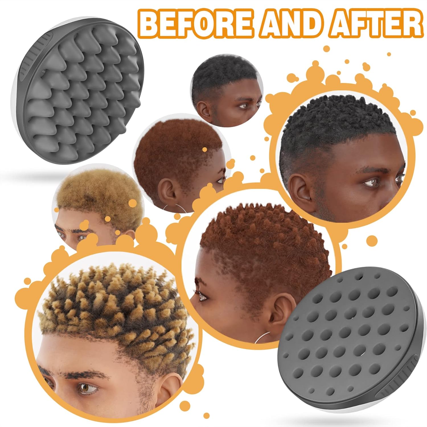 Gray Silicone Curly Hair Brush for Men and Women, Double-Sided with Non-Slip Grip, Travel Size - Image 5