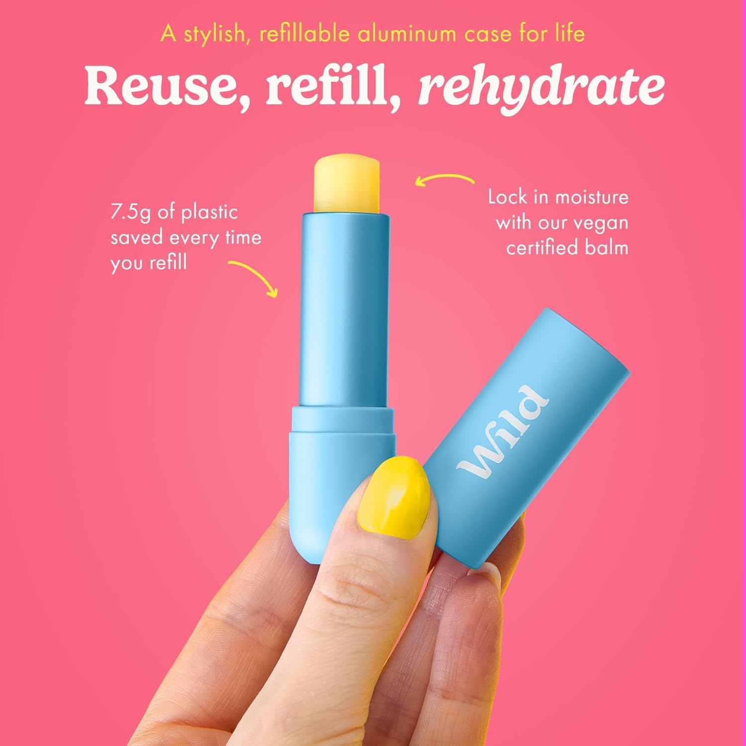Wild Refillable Lip Balm Starter Kit with Blue Aluminum Case and 3 Flavor Refills - Image 4