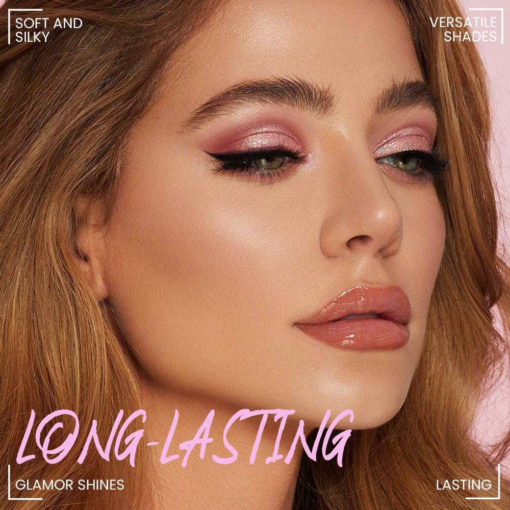 6-Color Pink Champagne Purple Matte Shimmer Eyeshadow Palette with Mirror, Versatile Creative Looks - Image 2