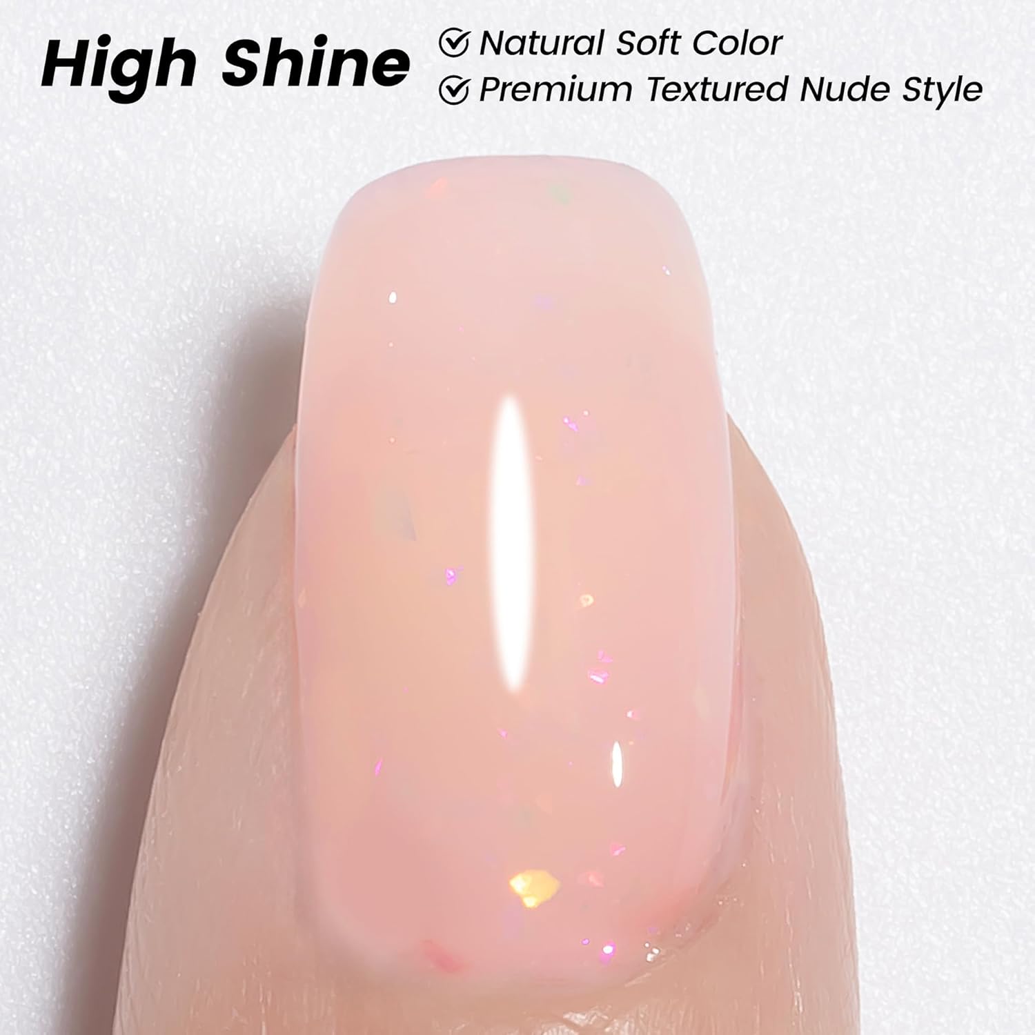 YTD Likomey 15ml Nude Glitter Gel Nail Polish Coral Pink Shimmer Sparkly Flakes - Image 4