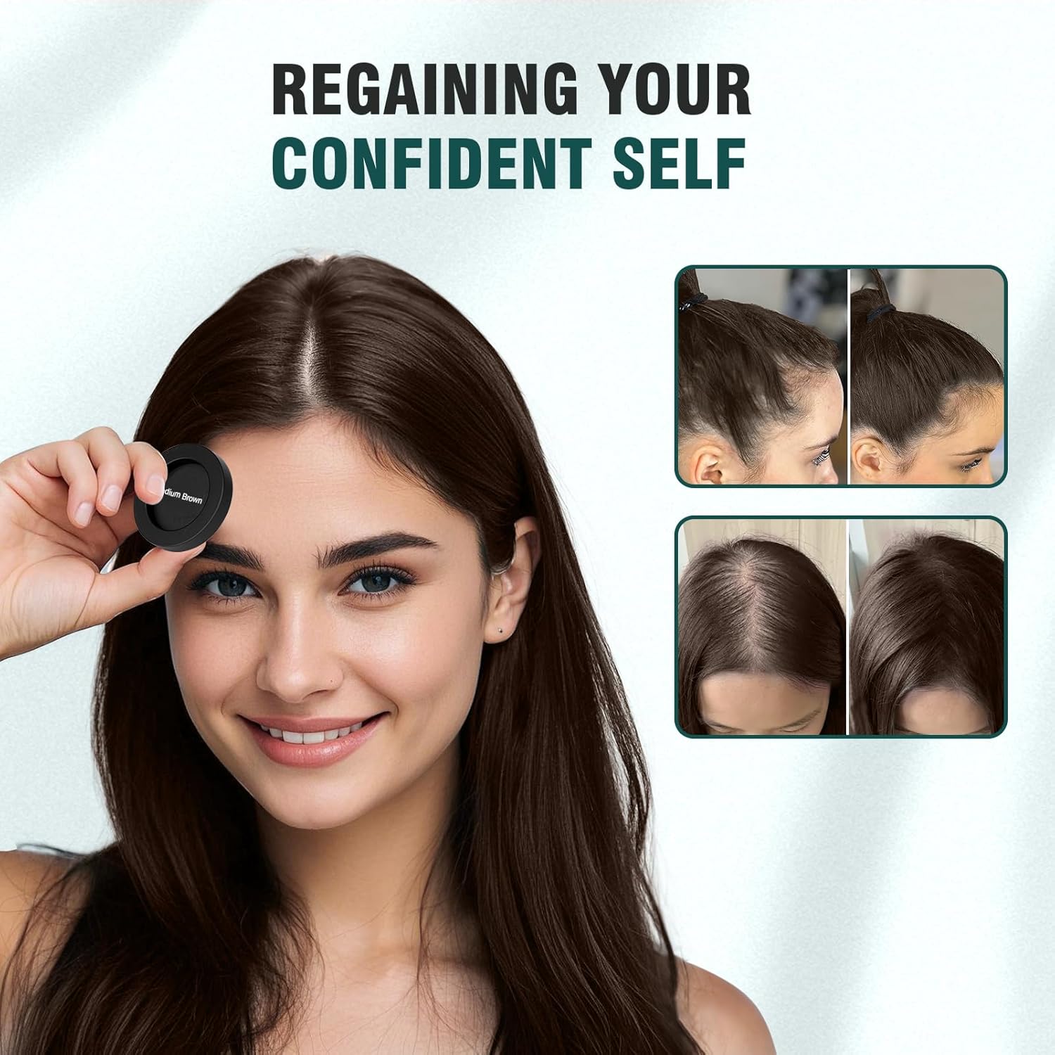 Hairline Powder 12g for Instant Hair Root Touch Up, Medium Brown Color Concealer with 2 Refills - Image 5