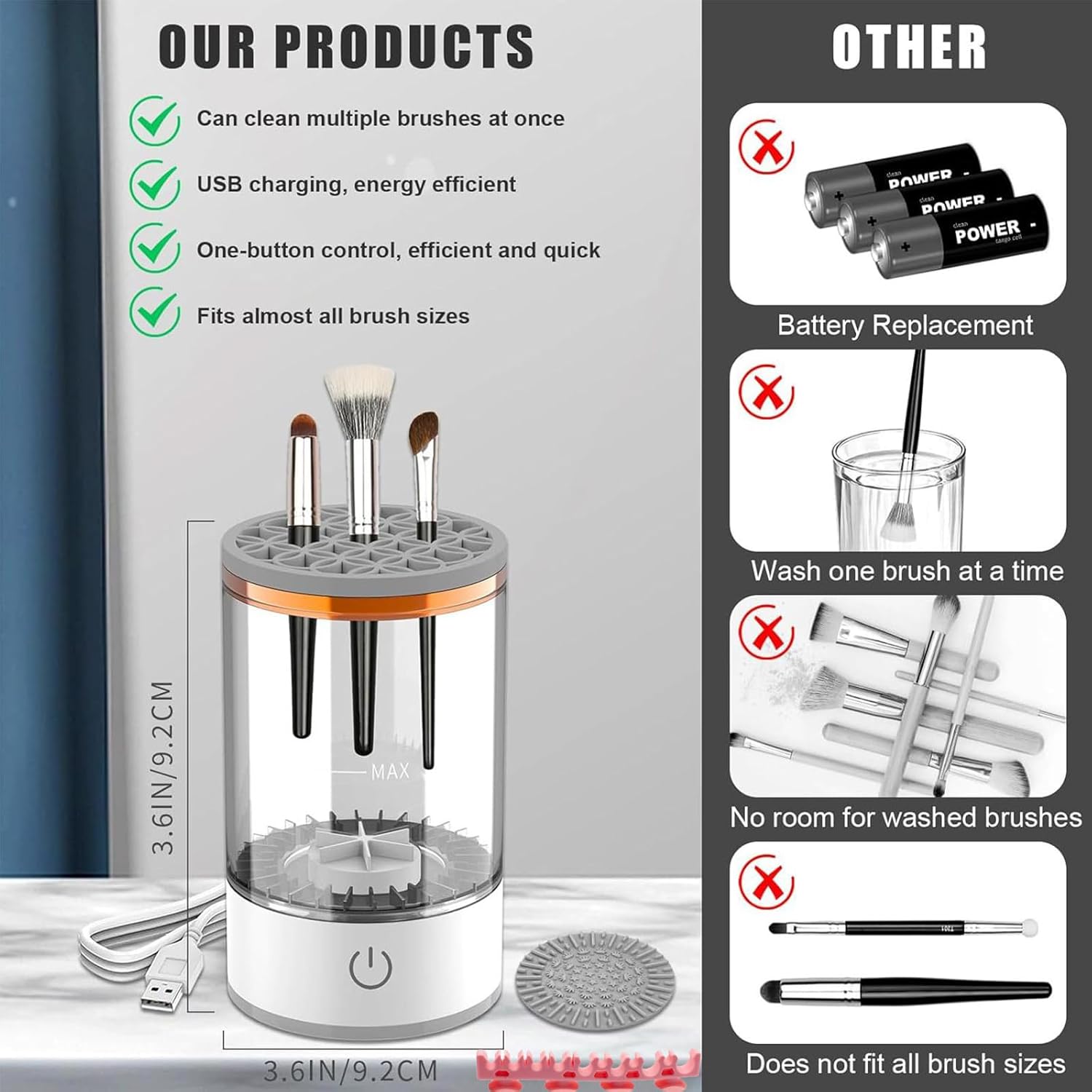 Automatic Electric Makeup Brush Cleaner, Deep Cleans All Brush Sizes, White - Image 5