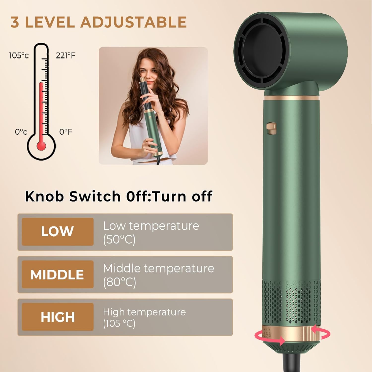 5-in-1 Blow Dryer Brush Kit with Negative Ion Technology for Silky Smooth Hair - Image 3