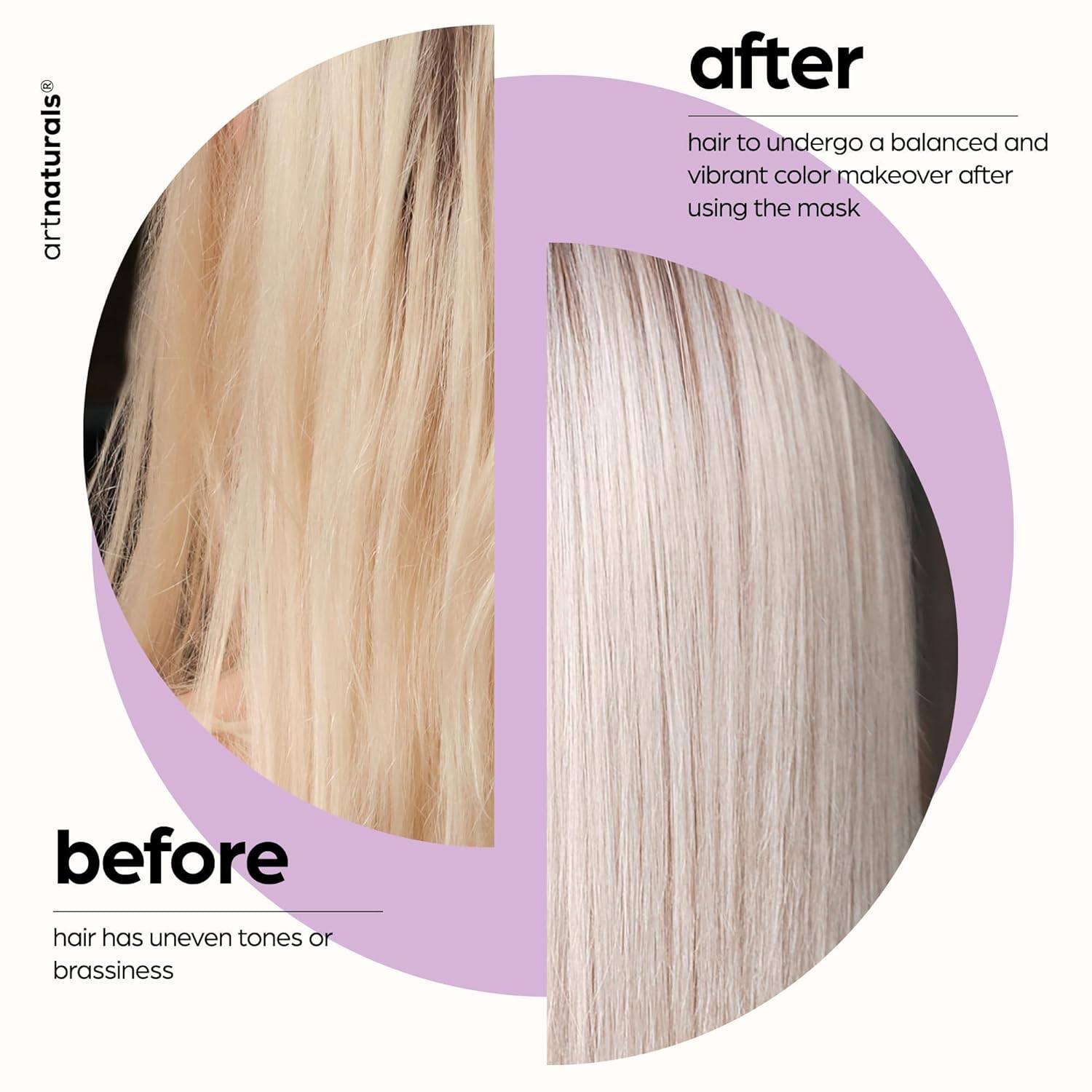 Artnaturals Purple Hair Mask for Blonde, Silver & Platinum Hair - Removes Yellow Brassy Color, Repairs Dry & Bleached Hair - Deep Conditioning Treatment Hair Moisturizer - Sulfate Free (8 Oz/226g) - Image 5