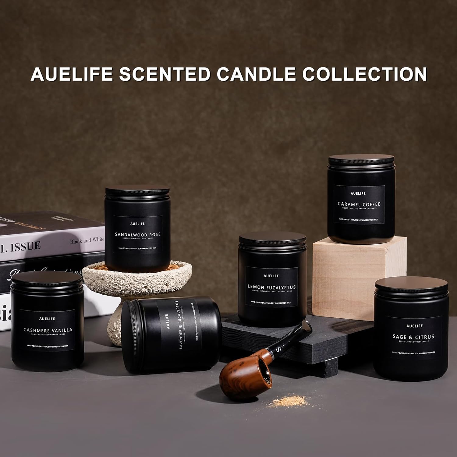 4 Pack Scented Candles Gift Set for Men - Aromatherapy with Leather, Smoke, Vanilla, Oak, Lavender Scents - Image 6